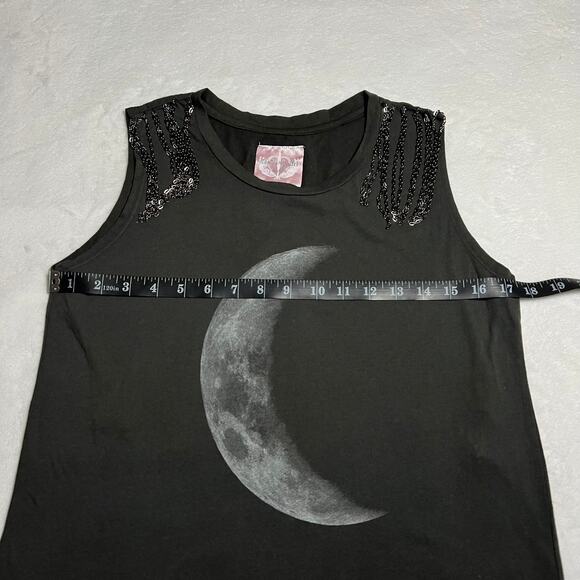 Romeo & Juliet Couture Sleeveless Moon Shirt with Metal Fringe Size Small NEW - Picture 8 of 10